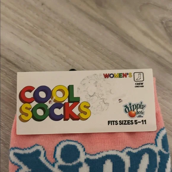 Women's Crew Socks - Pink with Blue and Orange Accents - Picture 2 of 5